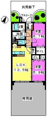 GOOD WOOD S(2LDK/1階)の間取り写真