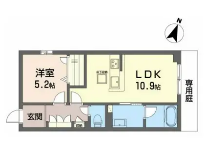 GREENAGE(1LDK/1階)の間取り写真