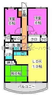 フレグランス春日(3LDK/4階)の間取り写真