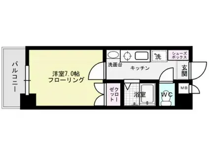 パークコート大橋(1K/1階)の間取り写真