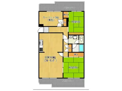 春日サンハイツ(3LDK/5階)の間取り写真