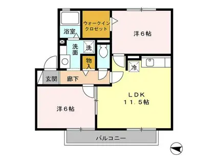 パークハイム皿山 A(2LDK/2階)の間取り写真