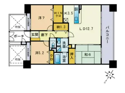 サンリヤンガーデン春日Ⅰ番館(3LDK/3階)の間取り写真