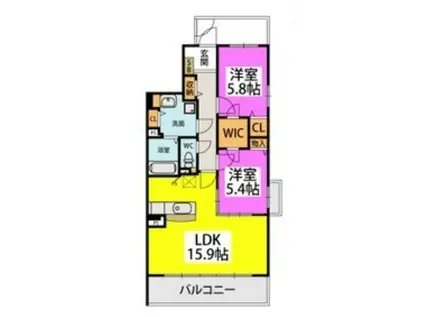 プレアM(2LDK/3階)の間取り写真