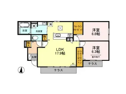 D-ROOM植村(2LDK/1階)の間取り写真