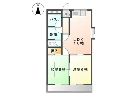 グリーンパーク春日(2LDK/2階)の間取り写真