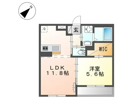 フォレスト離宮BLOOM(1LDK/4階)の間取り写真