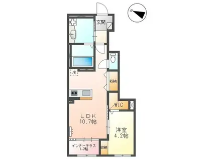フォレスト離宮彩館(1LDK/1階)の間取り写真