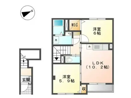 GRAND PURE(2LDK/2階)の間取り写真