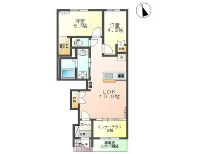 博多区三筑アパート(2LDK/1階)の間取り写真