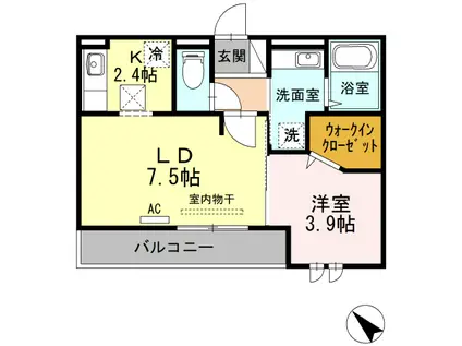 D-ROOM大橋(1LDK/1階)の間取り写真