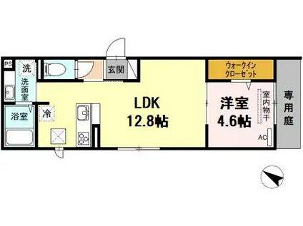 エウロス大楠(1LDK/1階)の間取り写真