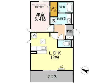 D-ROOM筑紫通弐番館(1LDK/1階)の間取り写真