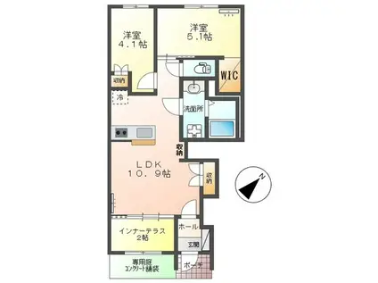 サンヴィア(2LDK/1階)の間取り写真