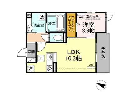 D-ROOMメゾン空港通(1LDK/1階)の間取り写真