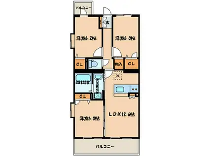 ラフィーネ昭南(3LDK/3階)の間取り写真
