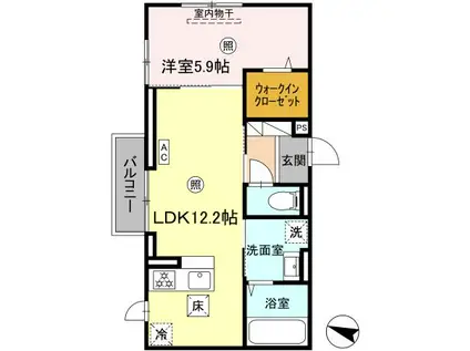 S&T GRACE SQUARE(1LDK/1階)の間取り写真