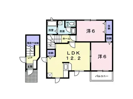 プラシードB(2LDK/2階)の間取り写真