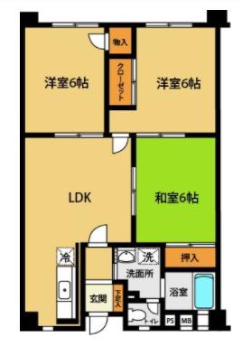 サンコーポたかき(3LDK/4階)の間取り写真