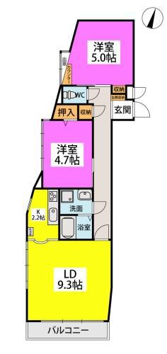 コーポラティブハウス春日(2LDK/1階)の間取り写真