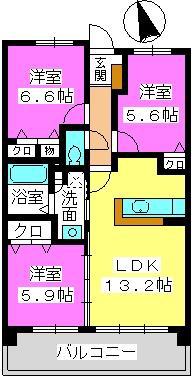 メゾン春日南(3LDK/6階)の間取り写真