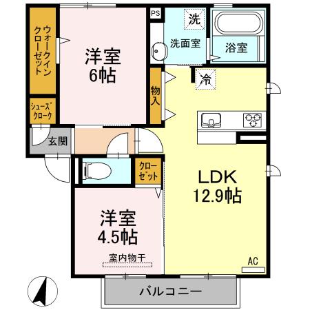 D-ROOM天神山(2LDK/2階)の間取り写真