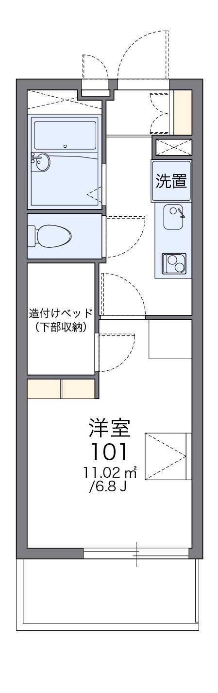 レオパレスフローラ(1K/1階)の間取り写真