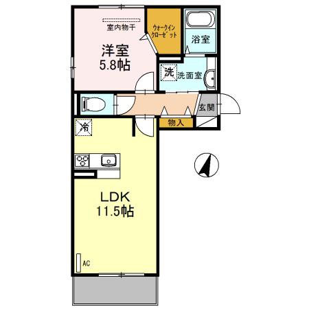 D-ROOM筑紫通壱番館(1LDK/3階)の間取り写真