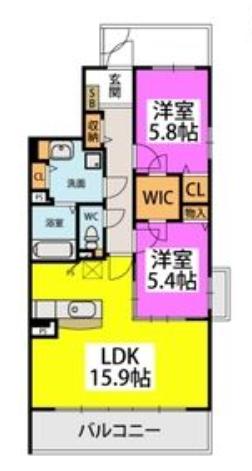 プレアM(2LDK/3階)の間取り写真