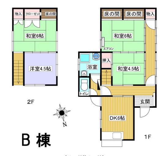 西鉄天神大牟田線 高宮駅(福岡) 徒歩41分 1階建 築57年(4DK)の間取り写真