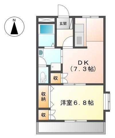 鹿児島本線 都府楼南駅 徒歩23分 2階建 築26年(1DK/2階)の間取り写真