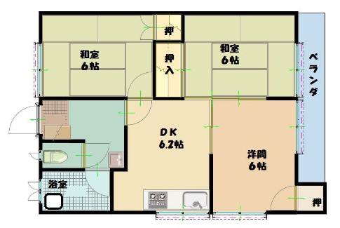 サンハイツ(3DK/2階)の間取り写真
