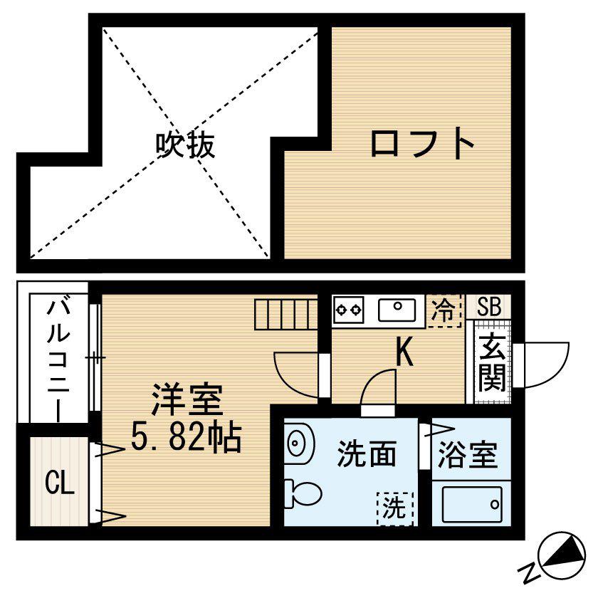 プレジール吉塚(1K/1階)の間取り写真