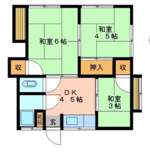 クイーンズコーポ(3DK/2階)の間取り写真
