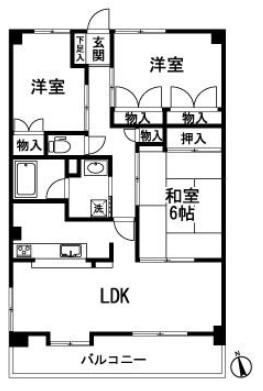 博多南線 博多南駅 徒歩37分 8階建 築32年(3LDK/4階)の間取り写真