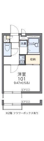 レオパレスマインド(1K/1階)の間取り写真