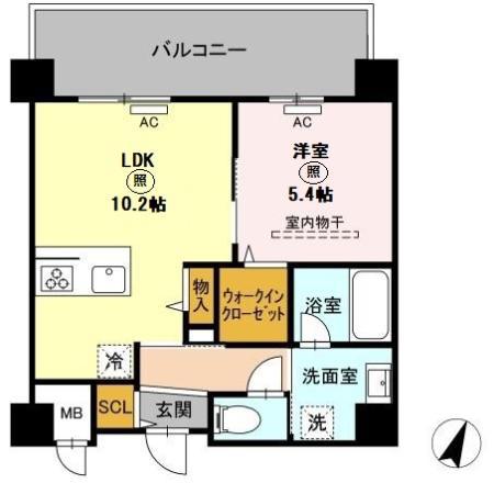 グランデール博多(1LDK/10階)の間取り写真