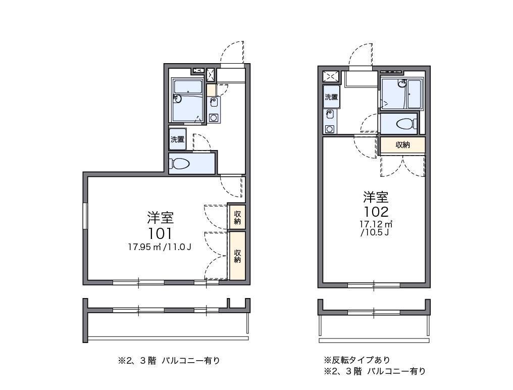 レオパレスラフォーレ二日市(1K/2階)の間取り写真