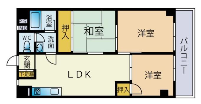 コーポ諸岡(3LDK/5階)の間取り写真