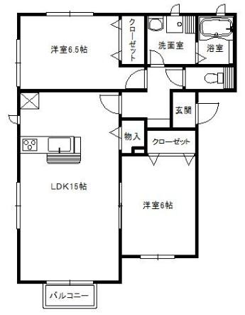 クルール若久Ⅱ(2LDK/2階)の間取り写真