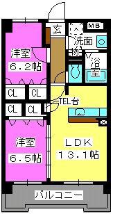 シェソワ高宮(2LDK/4階)の間取り写真