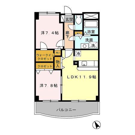 アムフルッス(2LDK/1階)の間取り写真