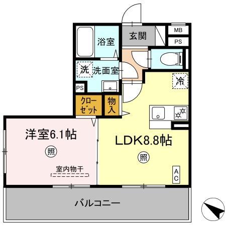 鹿児島本線 吉塚駅 徒歩8分 3階建 築8年(1LDK/3階)の間取り写真