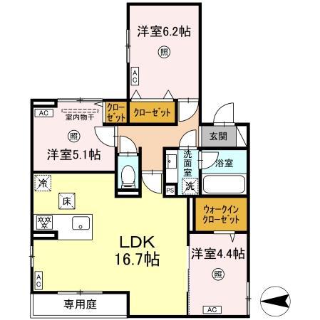 福岡県福岡市南区 3階建 新築(3LDK/1階)の間取り写真