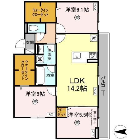 福岡県福岡市南区 3階建 新築(3LDK/3階)の間取り写真
