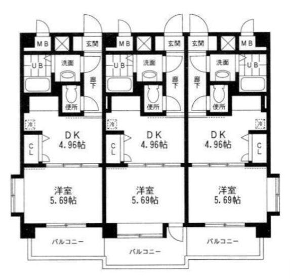 リーベルタース(1DK/2階)の間取り写真