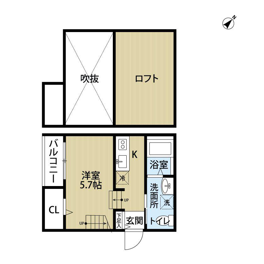 MOND麦野(ワンルーム/1階)の間取り写真