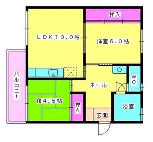 宮副アパート(3K/2階)の間取り写真