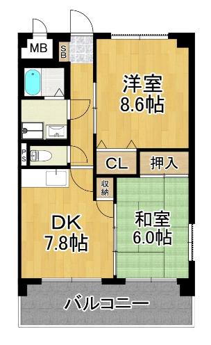 フォルトアークⅢ(2LDK/1階)の間取り写真