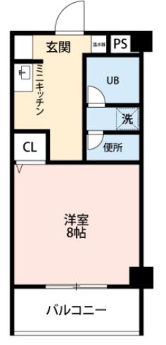 ハイホーム的場(1K/2階)の間取り写真